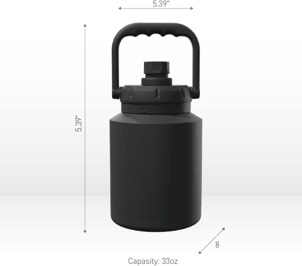 5.39" x 5.39" x 8"  
Capacity: 33oz