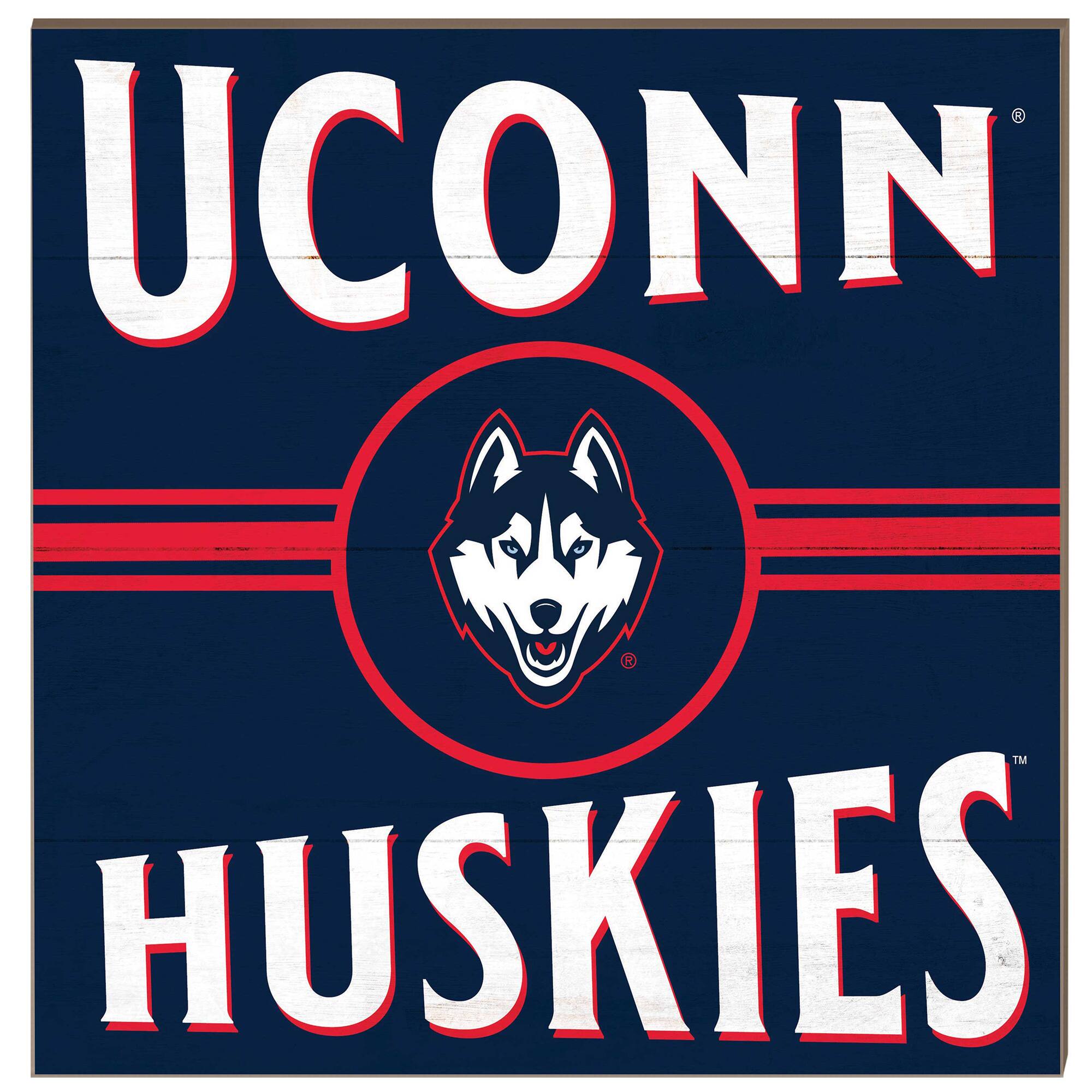 UConn Huskies 10'' x 10'' Retro Team Sign