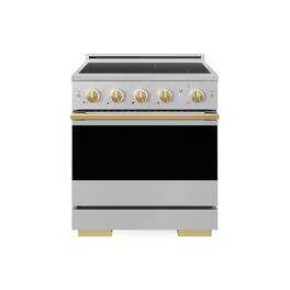 ZLINE - Autograph 30 in. 4.2 cu. ft. Marino Freestanding Induction Range with 4 Burners and Convection Oven w/ Gold Accents - Stainless Steel