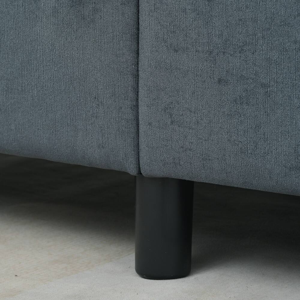 Alt View 8. JUJABU - 107.87 in. Gray Sectional Sofa Couch 3 Seater with Ottoman and Cushion - Gray.