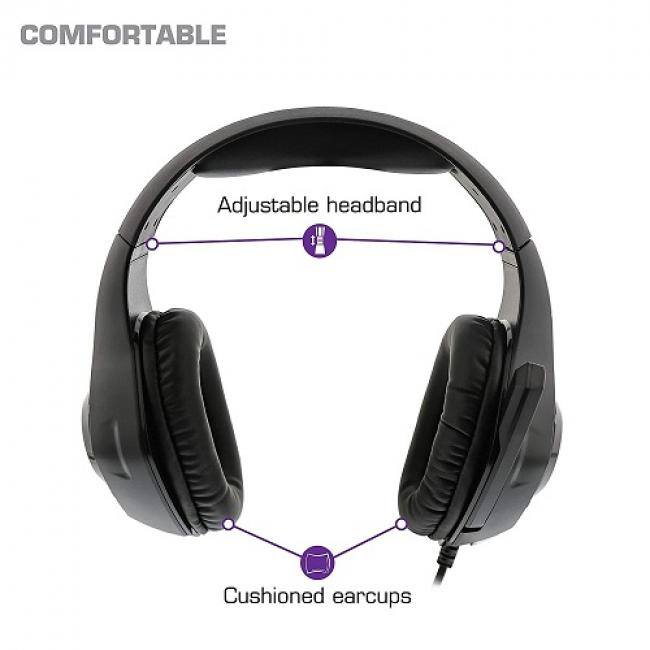 COMFORTABLE  
Adjustable headband  
Cushioned earcups