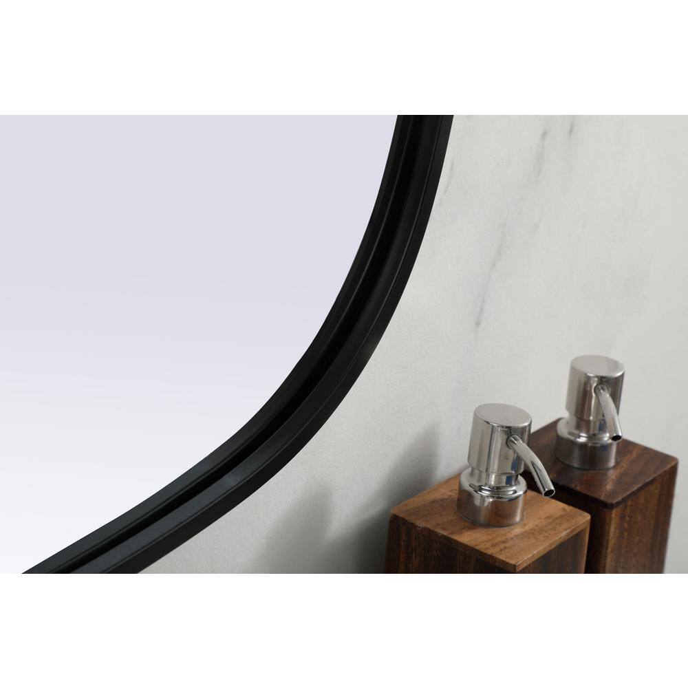 Alt View 2. Elegant Decor - Metal Frame Oval Mirror 20x36 Inch in Black - Black.
