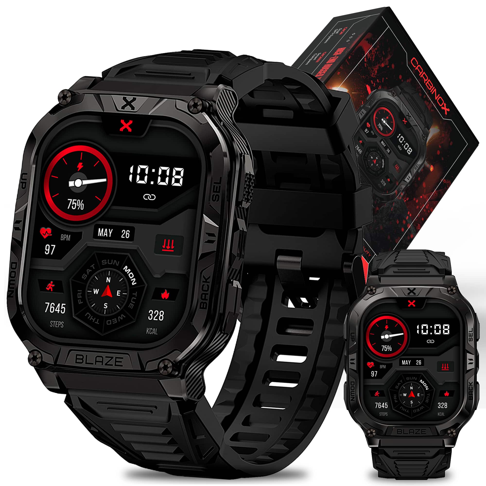 Carbinox Blaze Smart Watch with GPS (Sport Mode), Rugged Fitness