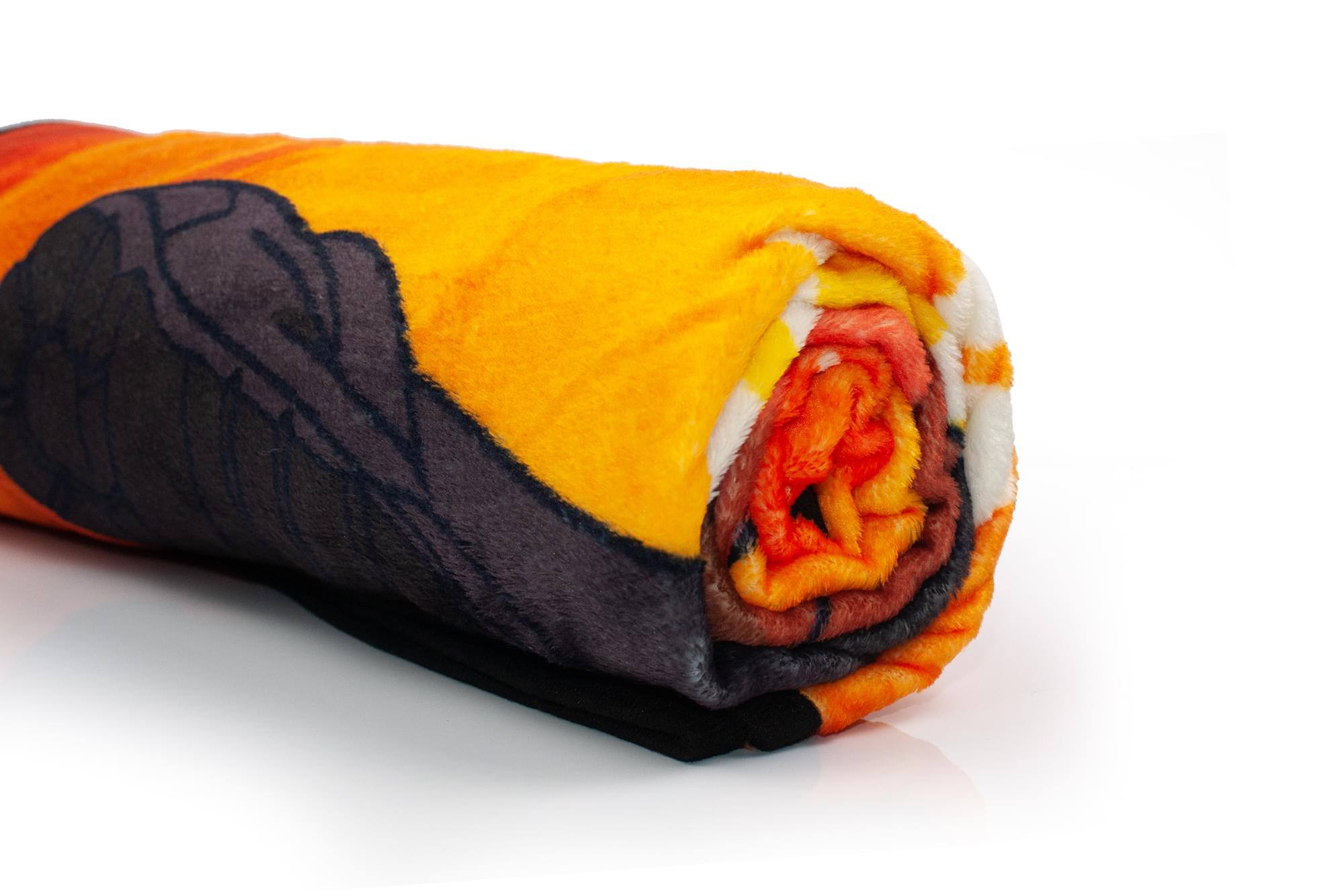 Alt View 1. Just Funky - Naruto With Kanji Symbols Large Anime Fleece Throw Blanket | 60 x 45 Inches - Orange.