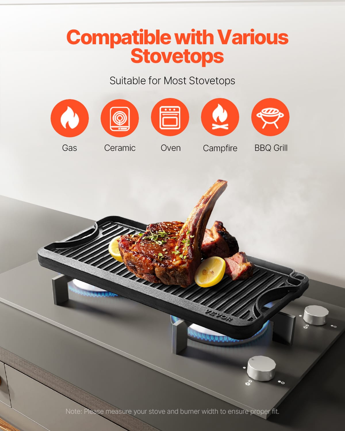 VEVOR Reversible Grill Griddle - Thumbnail 3