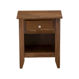 FurniFact - Small Nightstand with Wood Drawer Finish for Bedroom Storage - Antique Walnut