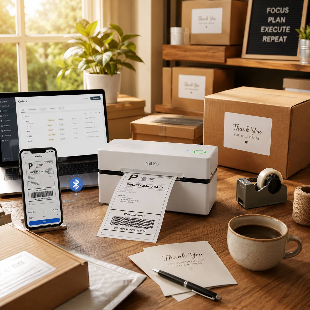 FOCUS PLAN EXECUTE REPEAT

- Sd Orders
- Thank You FOR YOUR ORDER
- NELKO P PRIORITY MAIL 2-DAY
- TRACKING
- SRS
- Thank You FOR SUPPORTING MY SMALL BUSINESS