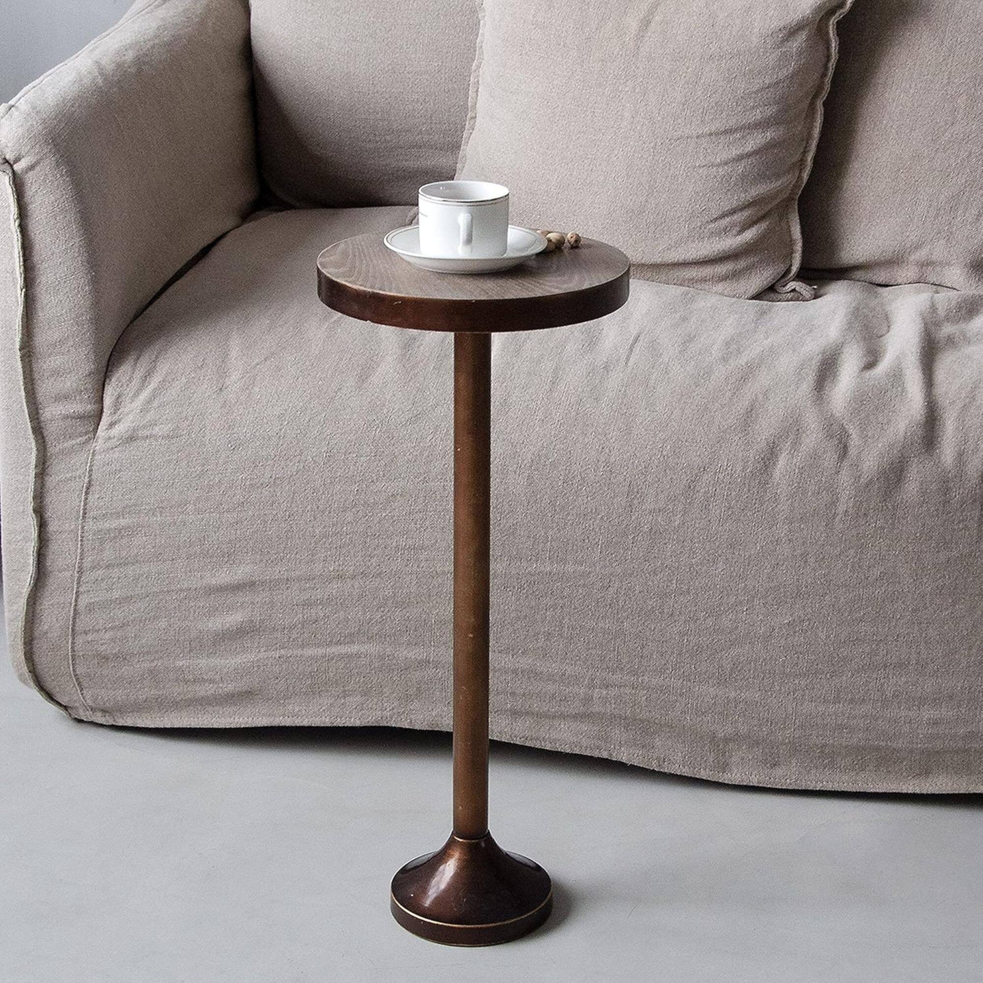 Alt View 5. COZAYH - COZAYH Small Pedestal End Table, Living Room Furniture, Light Espresso, Set of 2 - Brown.