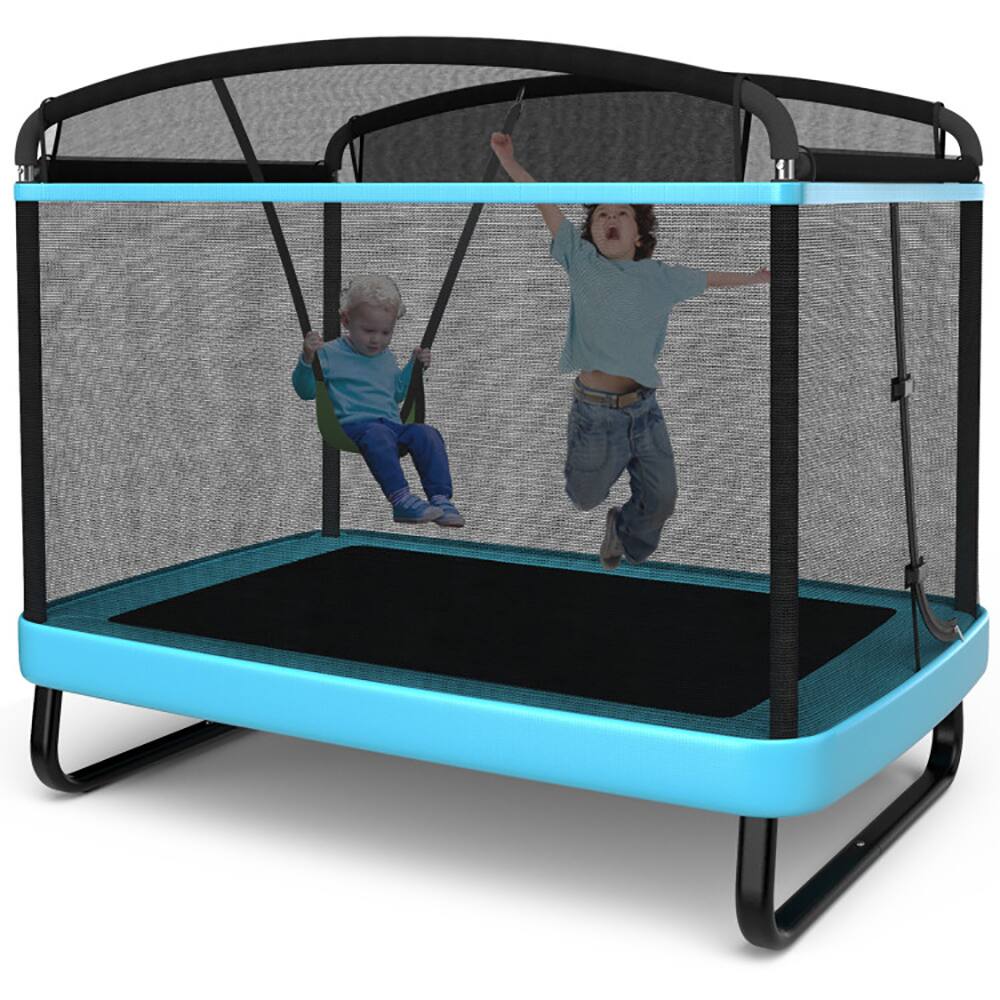Alt View 5. Pefilos - 6 Feet Kids Entertaining Trampoline with Swing Safety Fence-Blue, Silent Mini Trampoline, Great Mini Trampoline - Blue.