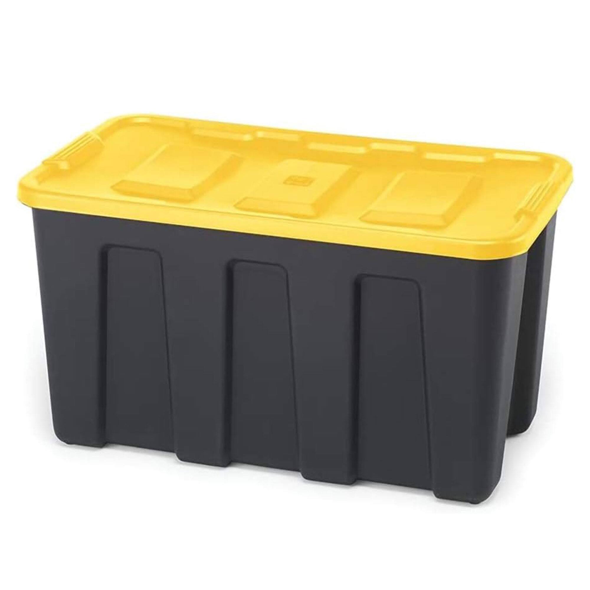 Alt View 7. Homz - Homz 34 Gallon Durabilt Home Storage Container with Lid, Black/Yellow (4 Pack) - Black Base/Yellow Lid.