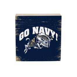 Evergreen Enterprises - Navy Midshipmen 6" Square Fan Chant Wood Block Shelf Sign - Multicolor