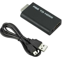 Sanoxy - Video to HDMI Converter Adapter with 3.5mm Audio Output for HDTV Monitor, Compatible with PS2 Consoles - Black