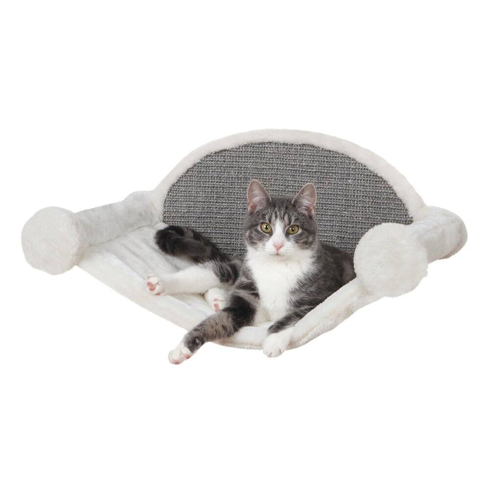 Left. TRIXIE - Liam Multi-Level Wall Mounted Cat Perch-Lounge Set - Cream/Gray.
