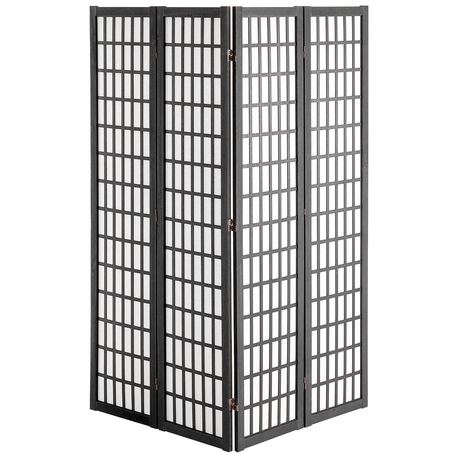 VEVOR - Room Divider, 4 Panel Japanese Room Divider, Wood Folding Privacy Screen Indoor, Japanese Partition Dividers Portable - Black