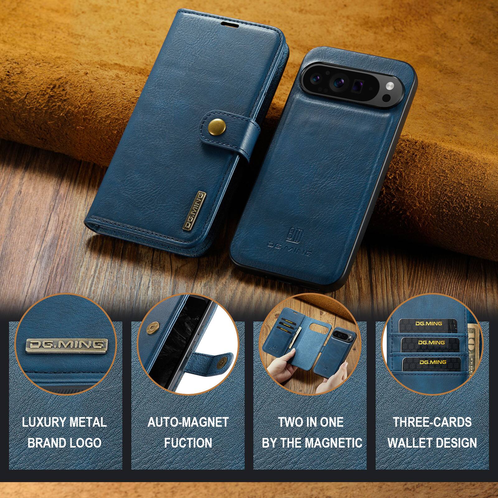 WIG 1 a BT DEMNE DS DG.MING C II! N DOLMING DG.MING DG.MING LUXURY METAL BRAND LOGO AUTO-MAGNET FUNCTION TWO IN ONE THREE-CARDS BY THE MAGNETIC WALLET DESIGN