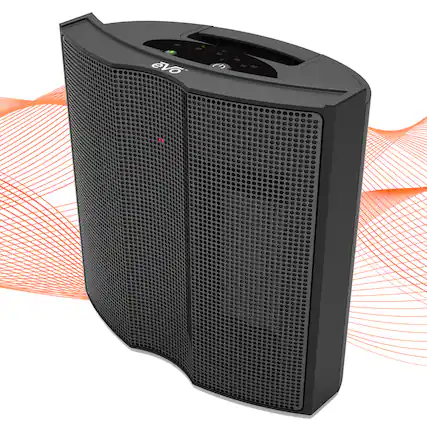 Front. EVO - Twin Ceramic Heat Logic Heater – Tip Over Cutoff Switch, Auto Overheat Shut-off, and 15-Second Cool Down.