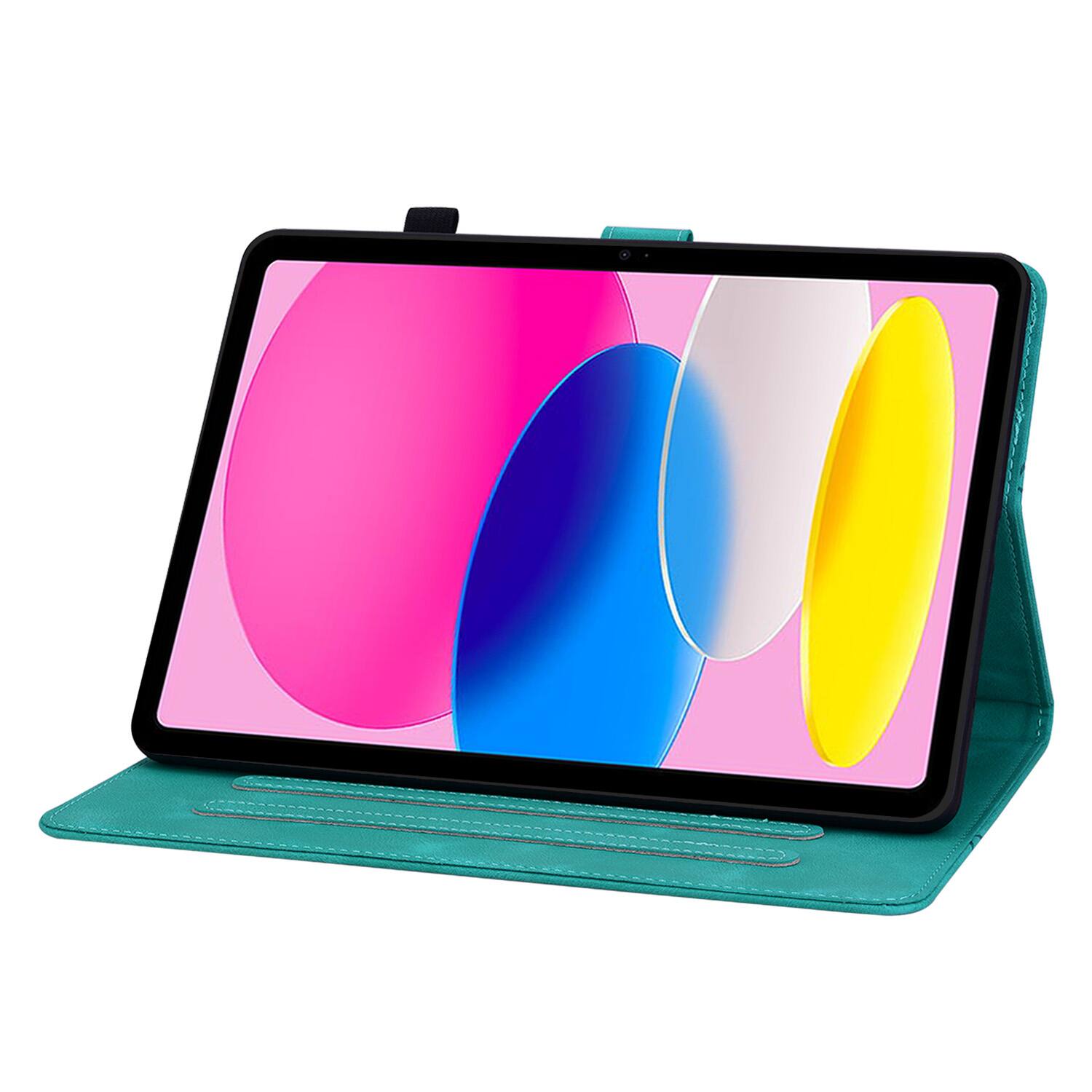 Left. Dteck - Case for Apple iPad (A16) 11" 2025 & iPad 10th Gen 2022,Embossed Pattern PU Leather Flip Card Holder Kickstand Cover - Green.