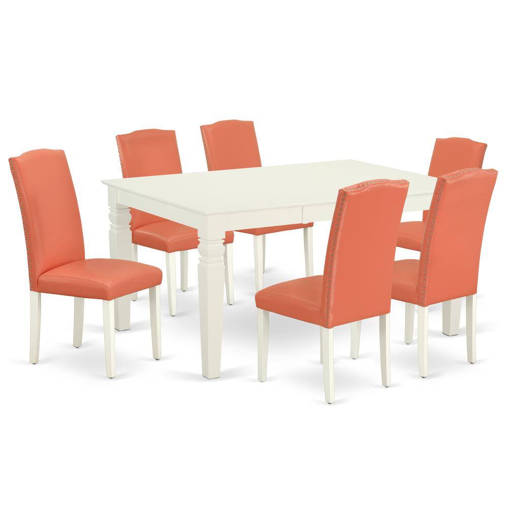 Left. East West Furniture - Dining Room Set Linen White - Brown.