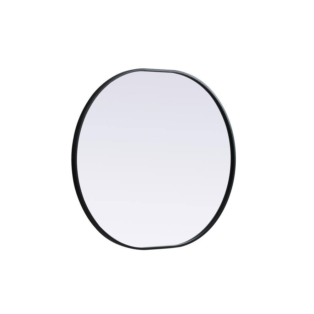 Left. Elegant Decor - Metal Frame Oval Mirror 30x36 Inch in Black - Black.