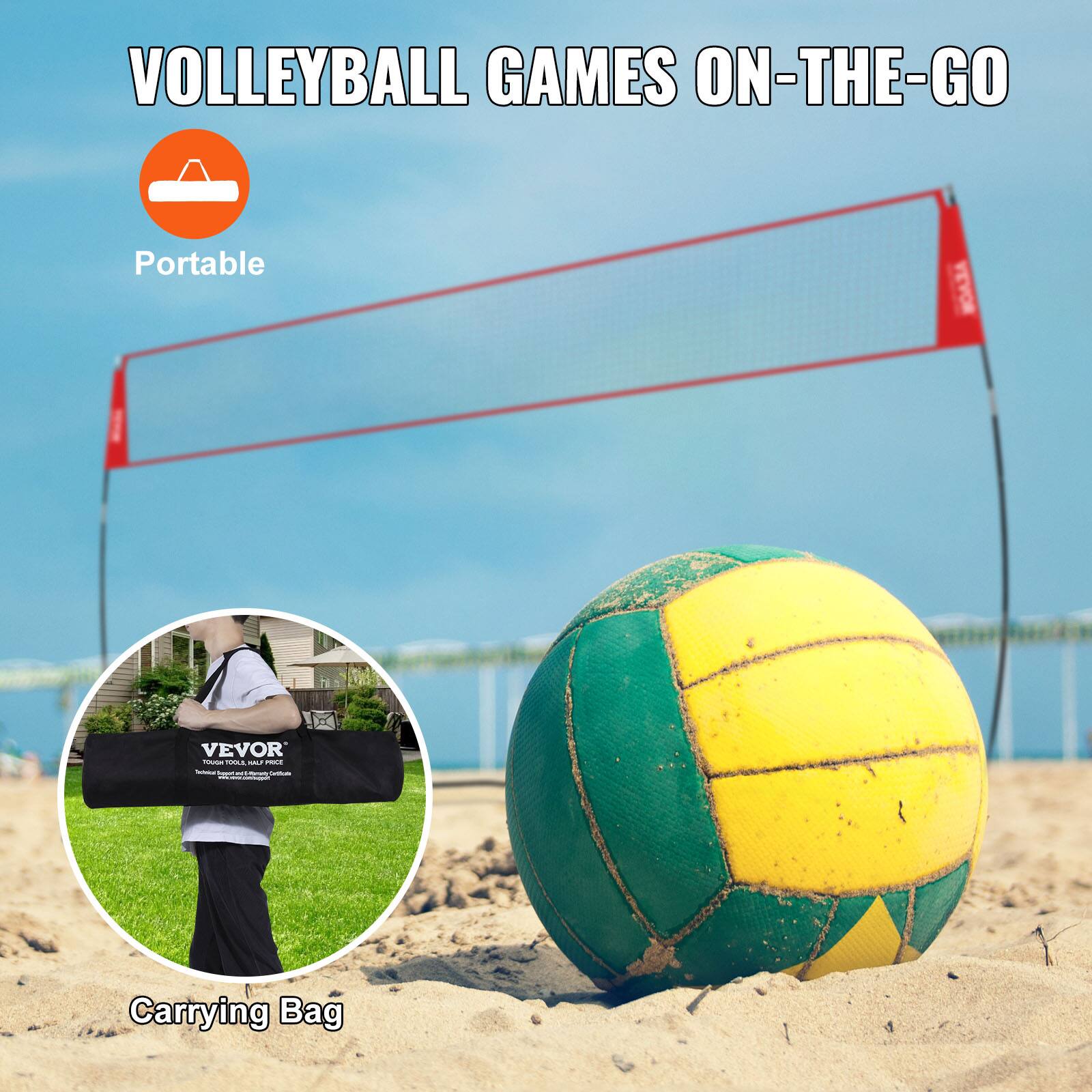 VOLLEYBALL GAMES ON-THE-GO

Portable

Carrying Bag