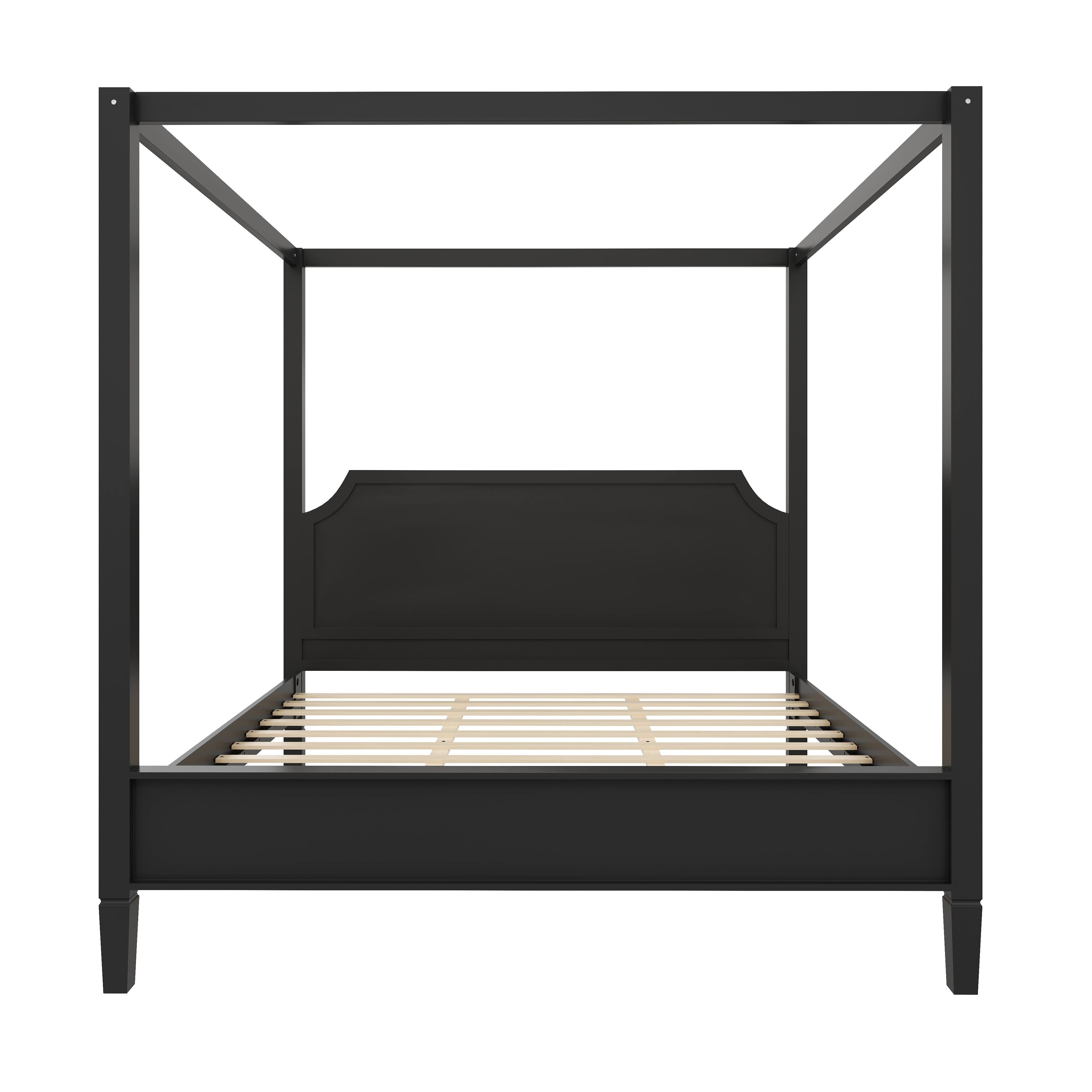 Alt View 1. Whisen - Queen Size Wooden Canopy Platform Bed with Headboard and Support Legs for Bedroom - Black.