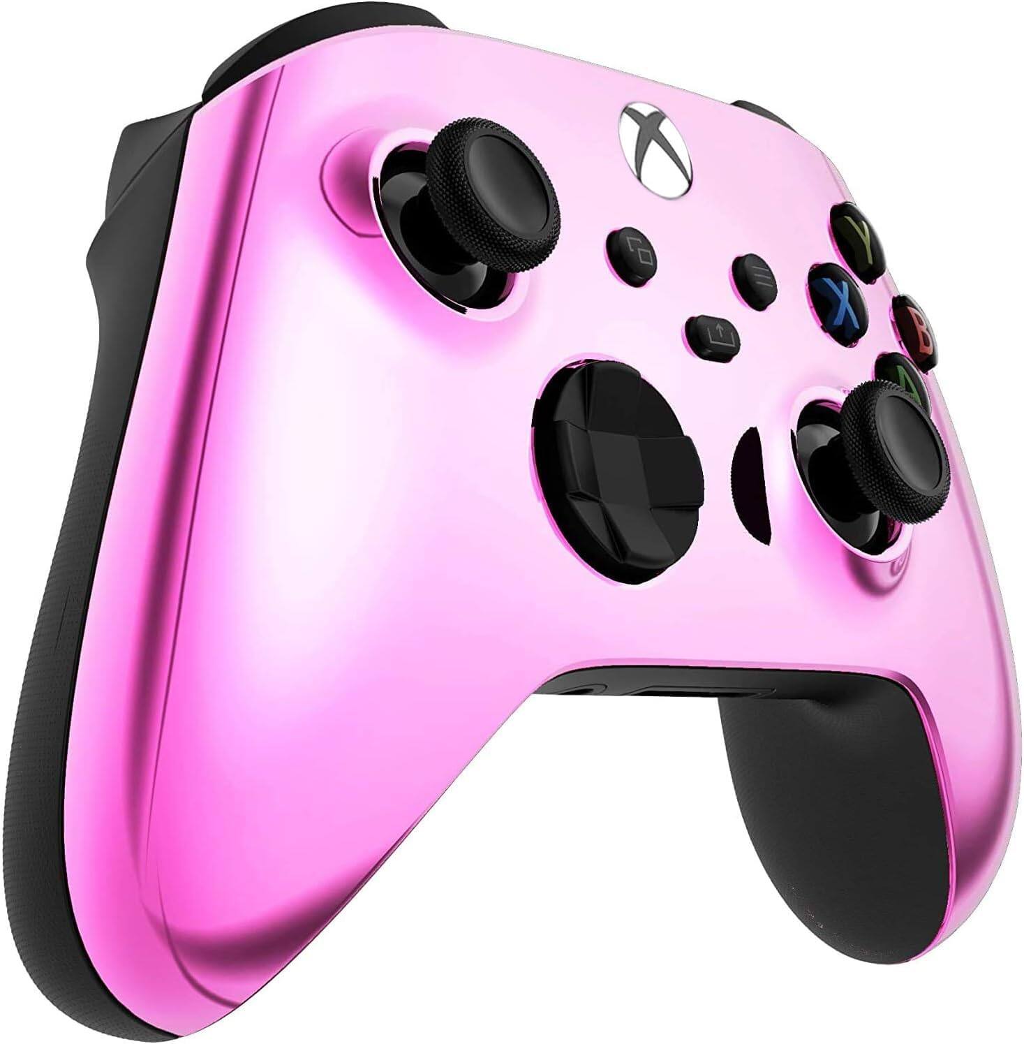 Left. Custom Controllerzz - Custom Wireless Controller for Xbox Series X|S, Xbox One, & PC - Pink Chrome.