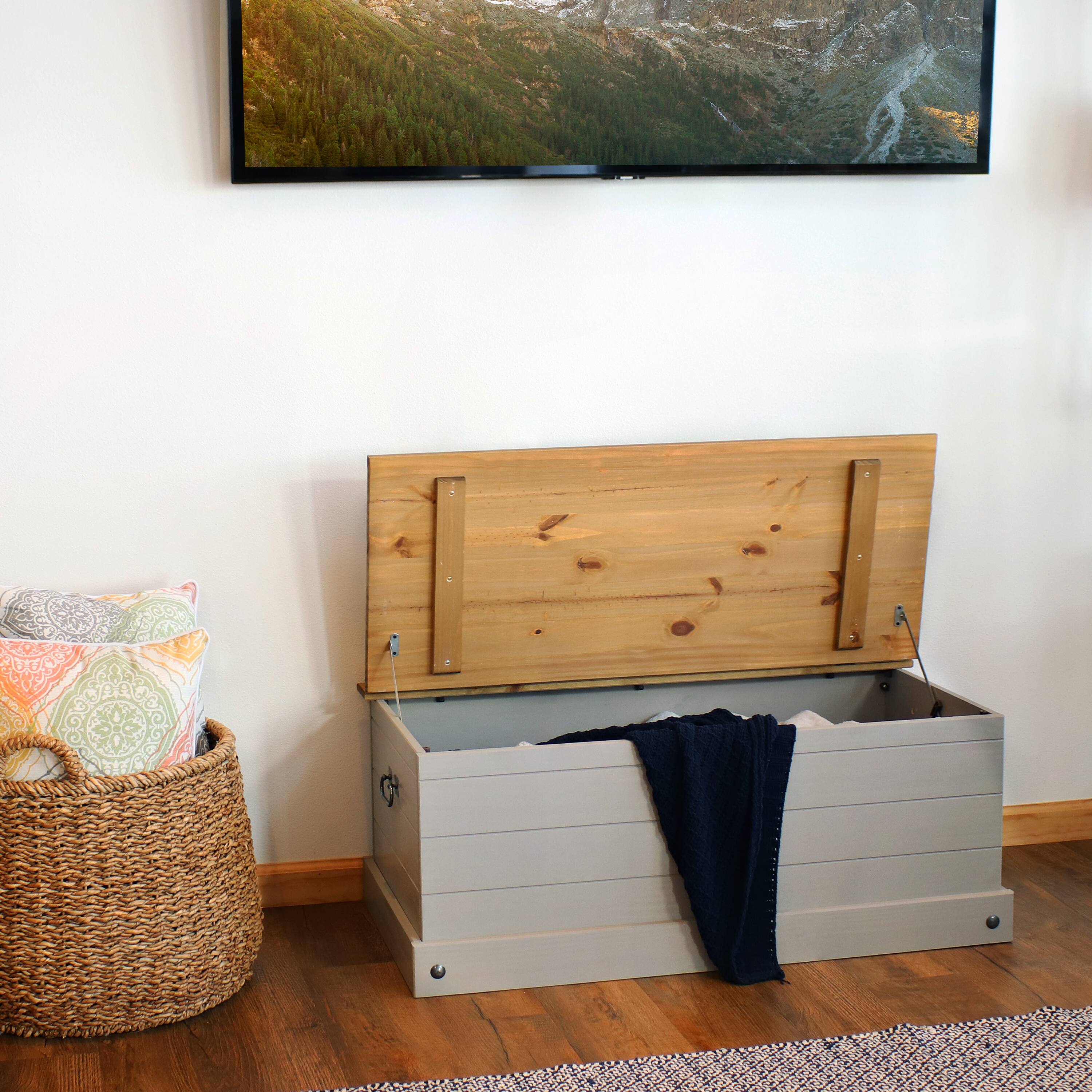 Alt View 7. Sunnydaze - Solid Pine Trunk with Handles - 39.5" W - Gray.