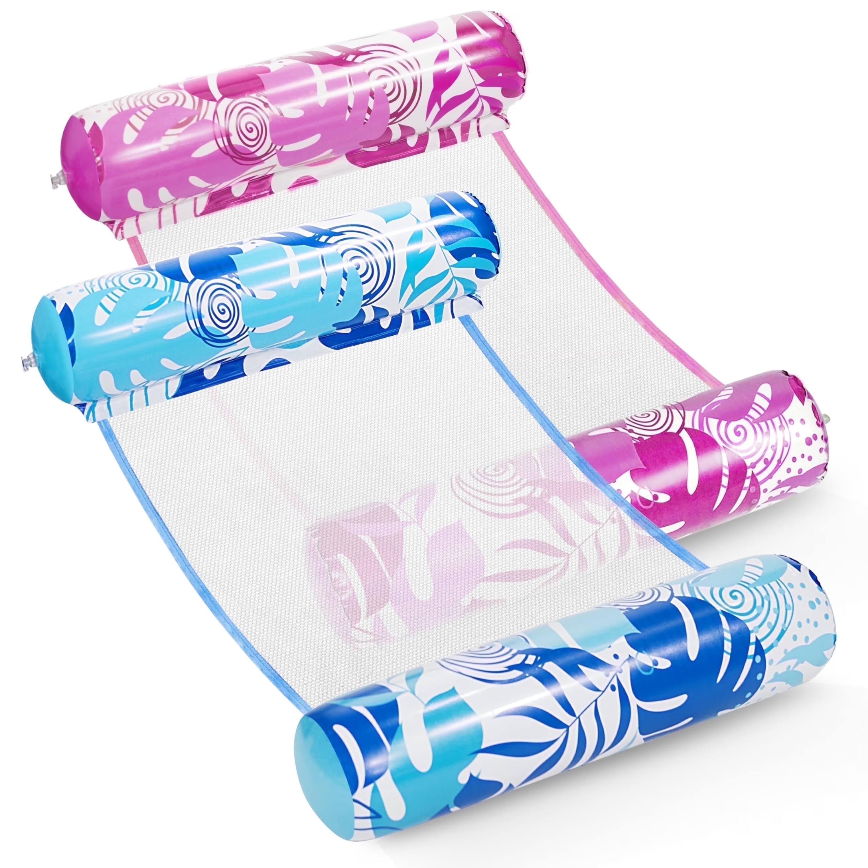 Back. Joyfy - 2 Packs Inflatable Pool Float Hammock, 4 in 1 Pool Floaties for Adults, Swimming Pool Accessories for Pool, Beach - Multicolor.