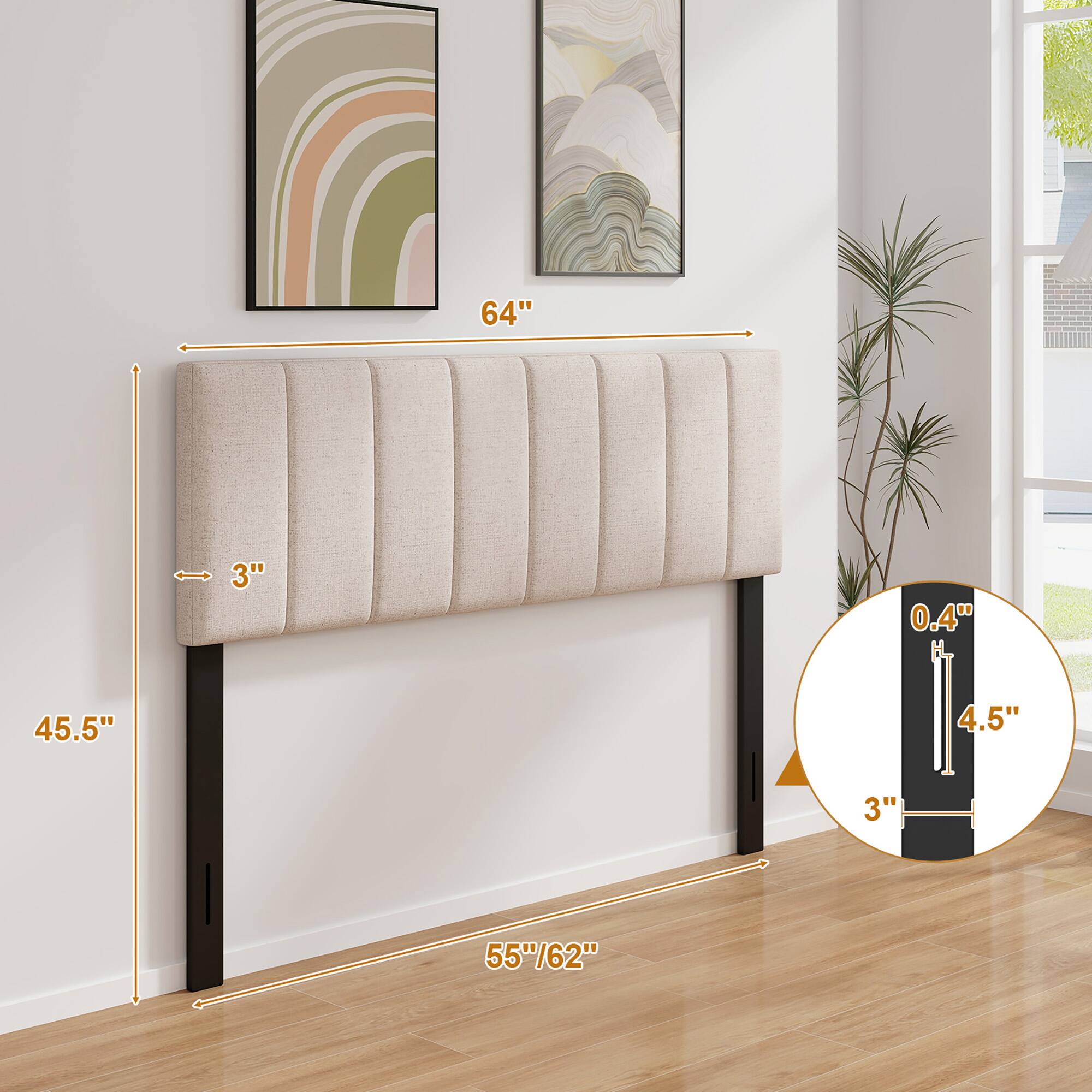 64"  
3"  
0.4"  
45.5"  
4.5"  
3"  
55"/62"