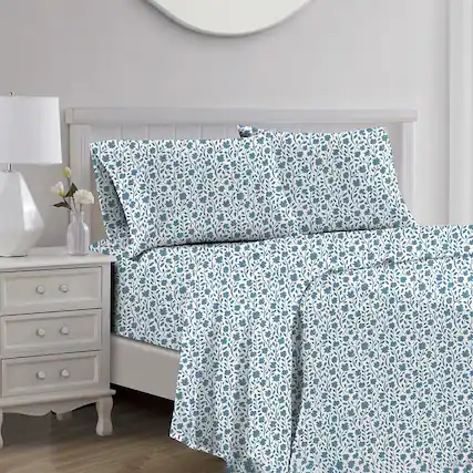 Front. RT Designers Collection - RT Designers Collection Edina 1000 Thread Count CVC Ultra Soft Sheet Set Blue Queen - Blue.