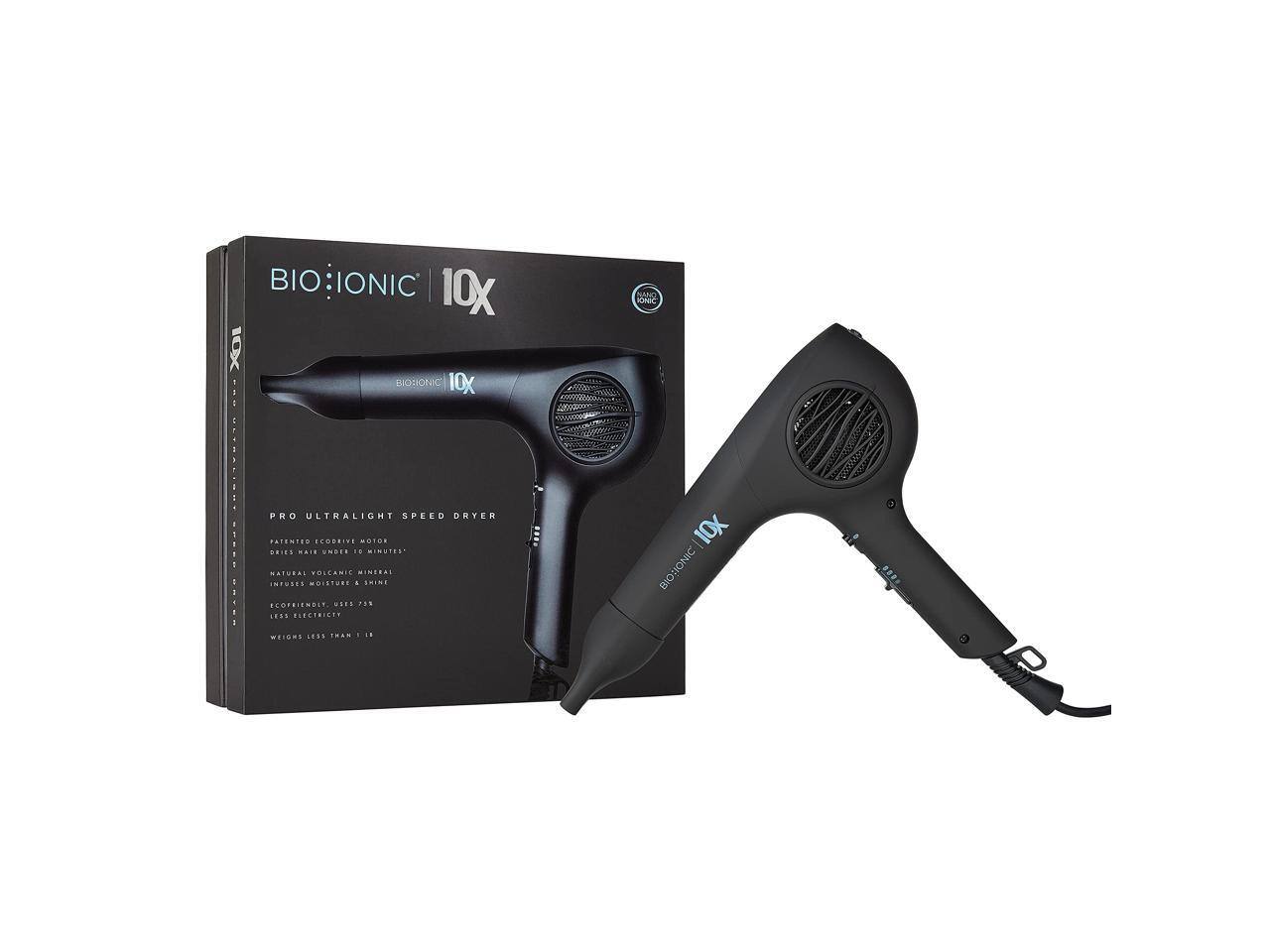 BIO:IONIC 10X PRO ULTRALIGHT SPEED DRYER

- PATENTED ICORE DRIVE MOTOR
- DRIES HAIR UNDER 10 MINUTES
- NATURAL VOLCANIC MINERAL INFUSES MOISTURE & SHINE
- ECOFRIENDLY, USES 70% LESS ELECTRICITY
- WEIGHS LESS THAN 1 LB