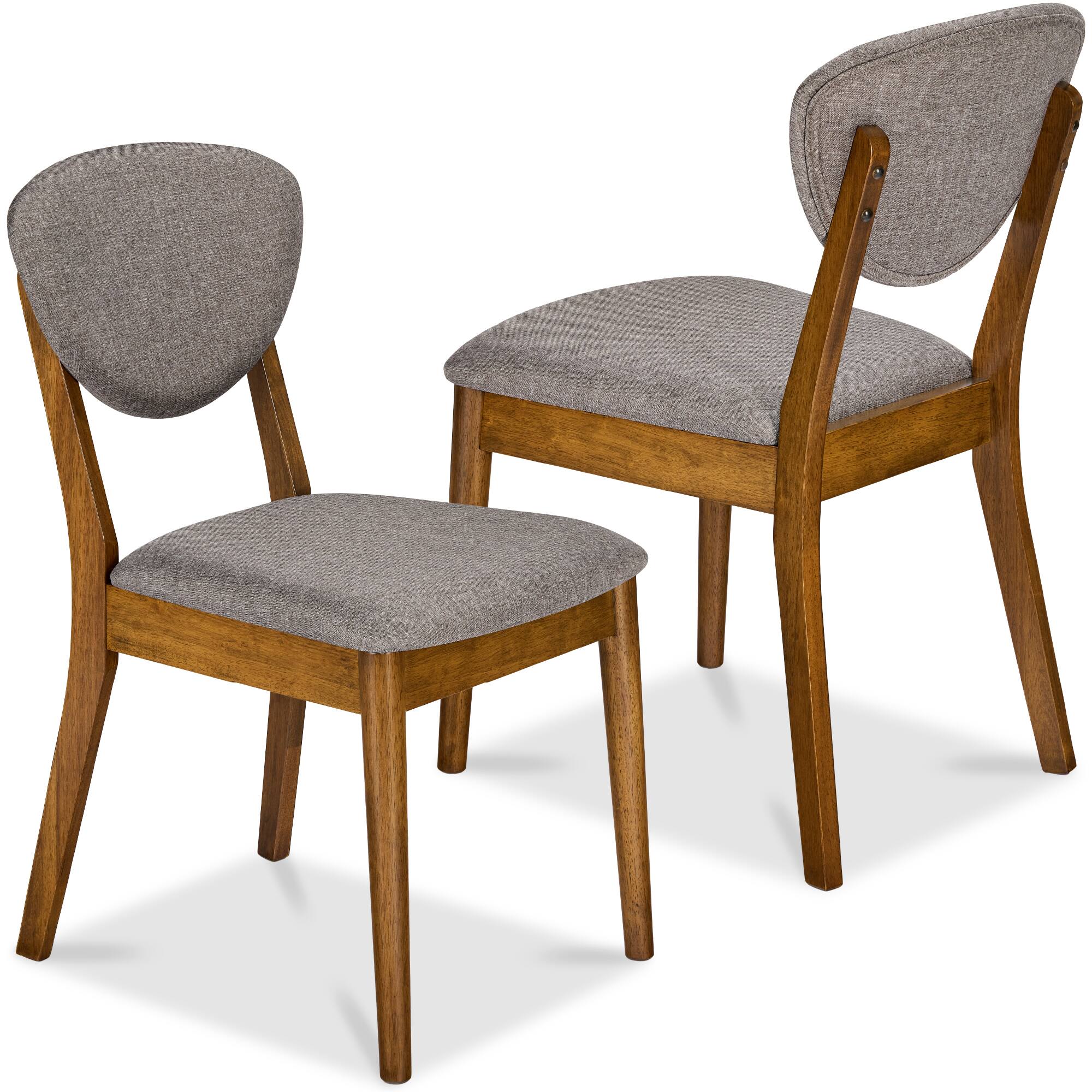 Front. Best Choice Products - Best Choice Products 2-Piece Mid-Century Modern Wood & Upholstered Dining Chair Set - Walnut/Medium Gray - Walnut/Medium Gray.