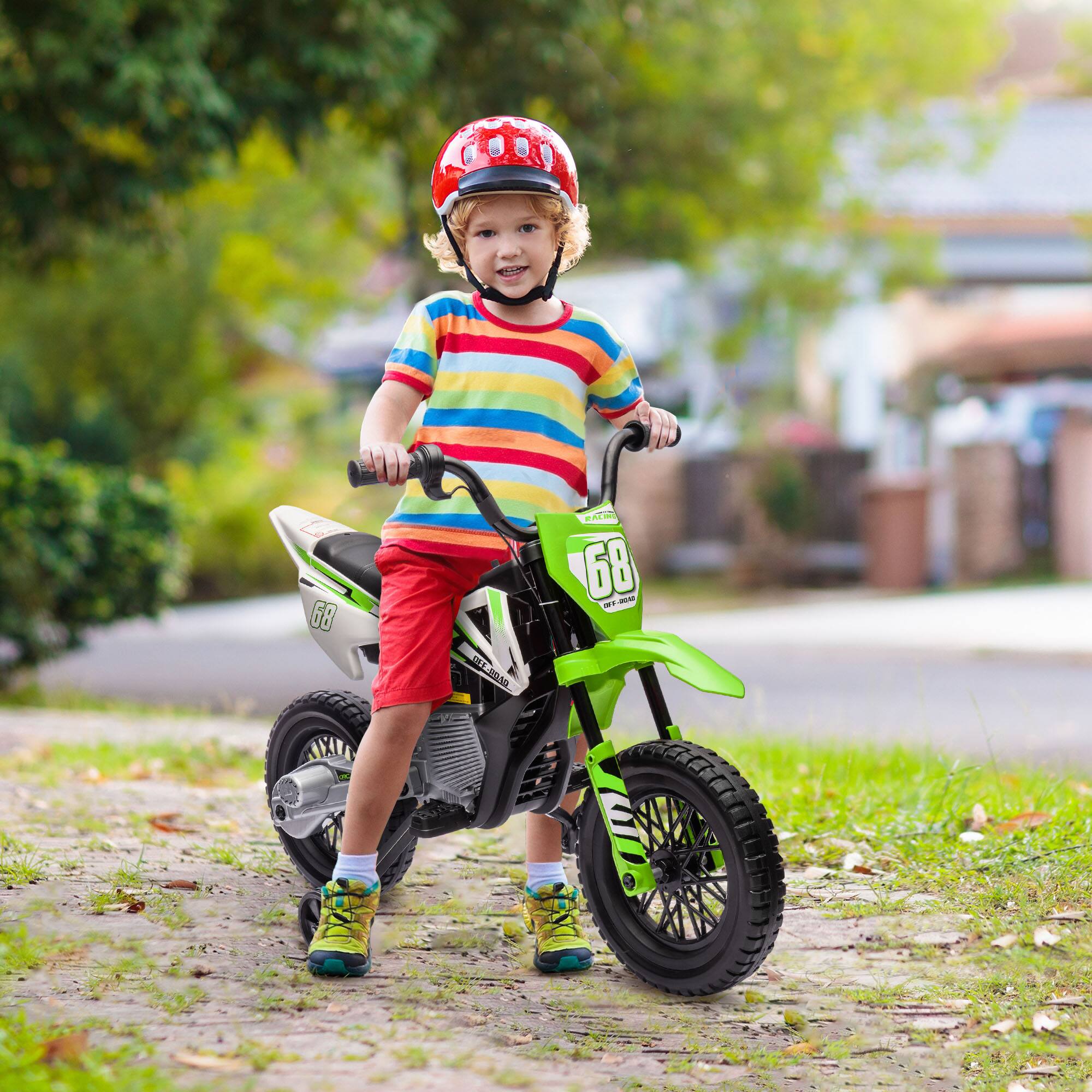 Angle. Qaba - Kids Dirt Bike with Twist Throttle, 12V Electric Motorcycle, Electric Bike for Toddler with Wheels, Rear Suspension.