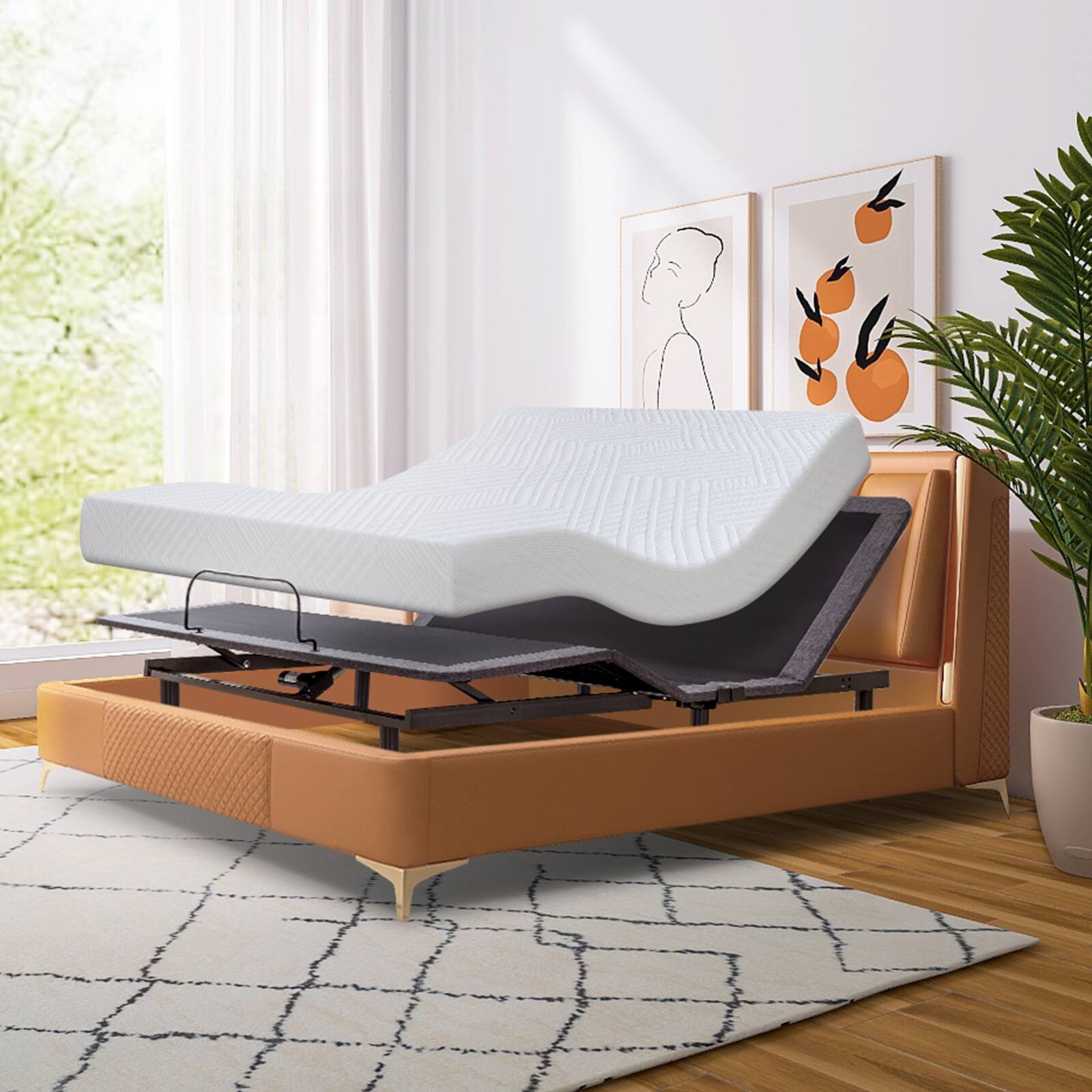 Angle. Vipbear - Vipbear Adjustable Bed Frame, Adjustable with Wireless Remote, Smart Electric Bed Frame - Black.