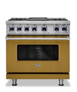 Viking - 36"W./24"D. Dual Fuel Sealed Burner Range-4 Burners/Griddle-Golden Hour-LP - Goden Hour