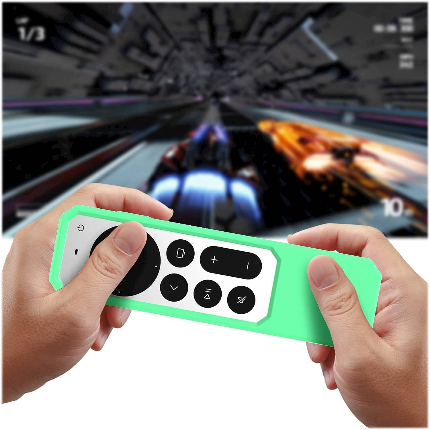 Alt View 14. SaharaCase - Apple TV 4K Remote Silicone Case for Apple AirTag - Green Glow.