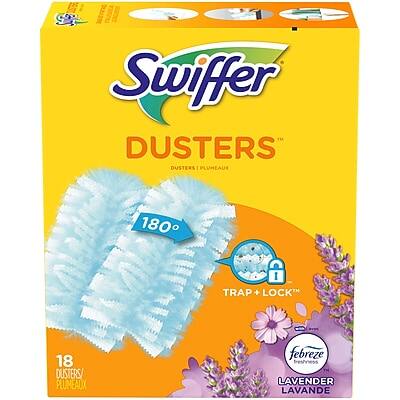 Swiffer Dusters  
DUSTERS | PLUMEUX  
180°  
TRAP + LOCK™  
18 DUSTERS | 18 PLUMEUX  
Febreze  
LAVENDER | LAVANDE