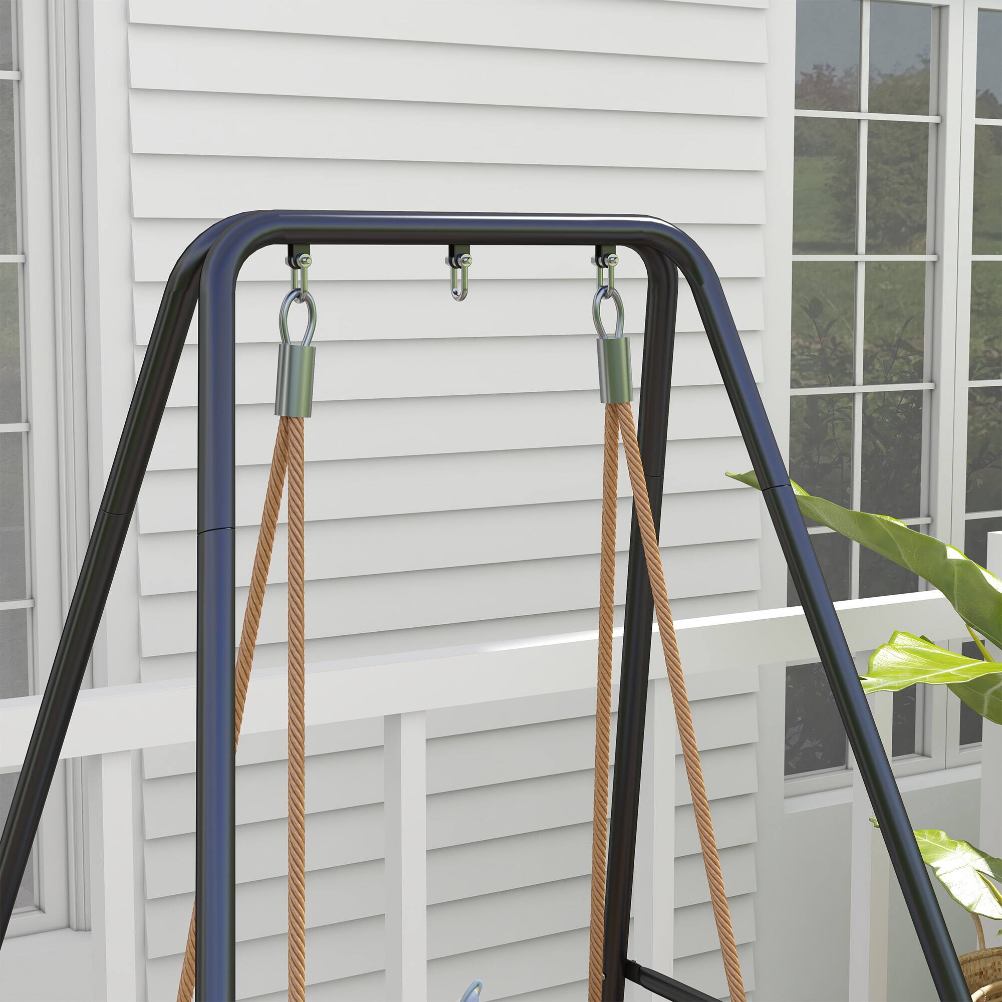 Alt View 7. Outsunny - A-Shaped Hammock Chair Stand, Heavy Duty Swing Stand for Indoor & Outdoor Use, Max 330 lbs. - Black.