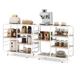 Costway - 2 Pcs Bookshelf for Living Room,Bookcase with Sturdy Metal Frame,Modern Book Shelf - Natural
