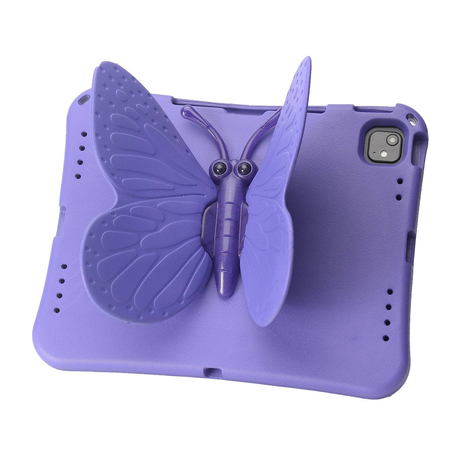 Left. Dteck - Kids Butterfly Case for Apple iPad Air (M4) 13" 2026-24 & iPad Pro 13/12.9",Rugged 3D Cartoon EVA Shockproof Stand Cover - Purple.