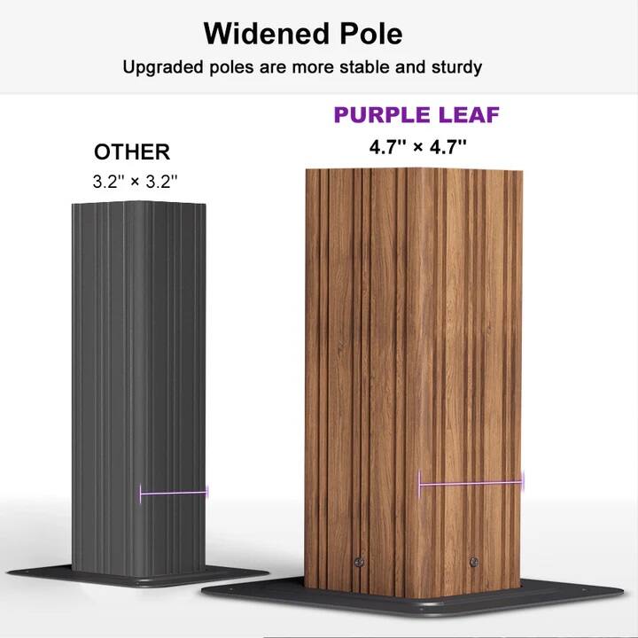 Widened Pole  
Upgraded poles are more stable and sturdy  

OTHER  
3.2" x 3.2"  

PURPLE LEAF  
4.7" x 4.7"