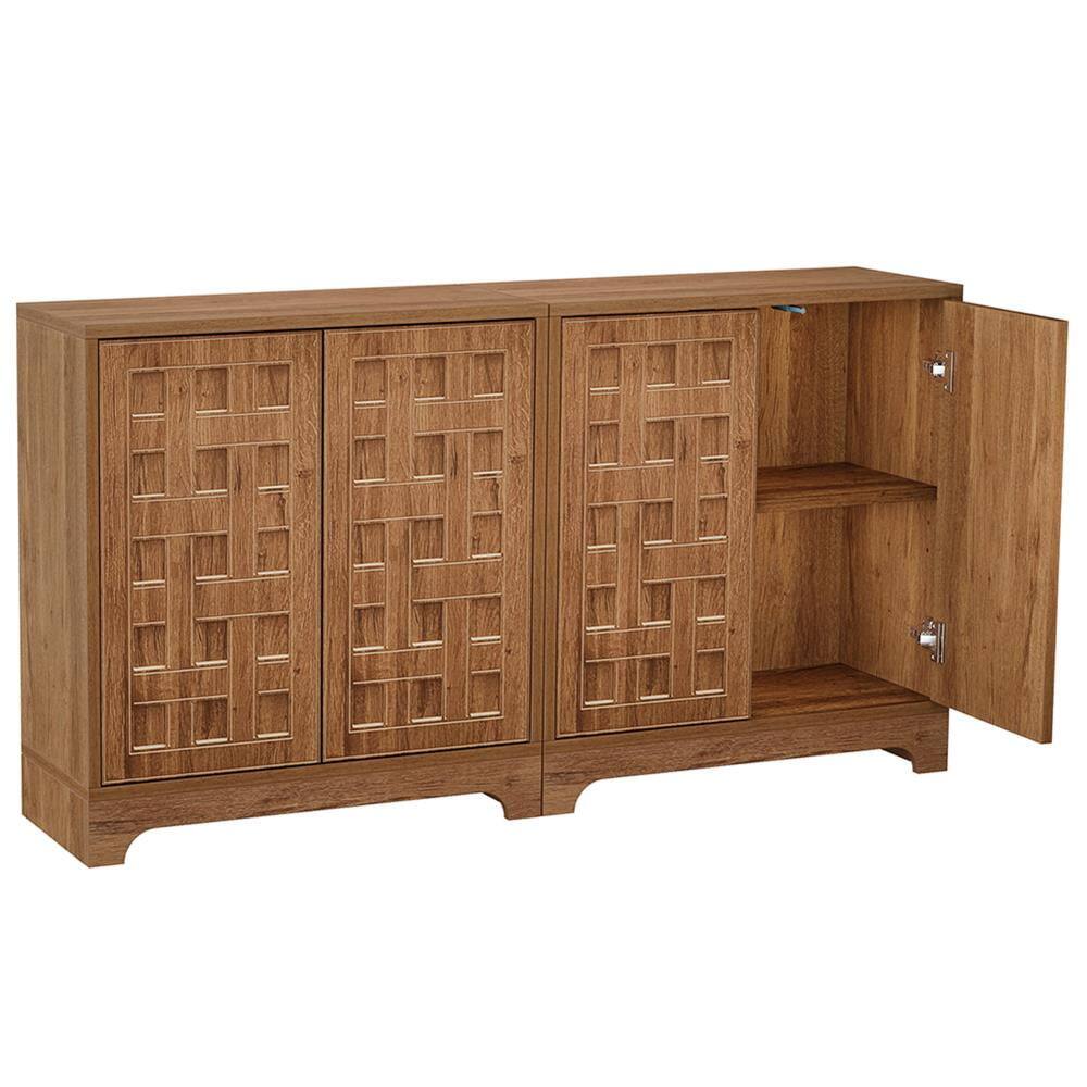 Front. Kadyn - Kadyn Sideboard Buffet Cabinet,Kitchen Storage Cabinet,57.5" Set of 2, Storage Cabinet Credenza with Doors,Brown - Brown.