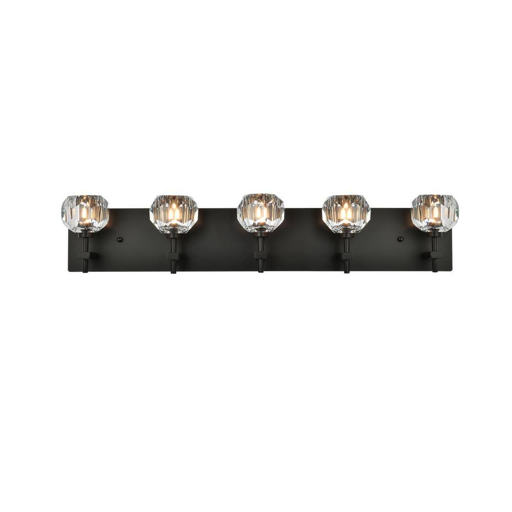 Alt View 4. Elegant Lighting - Graham 5 Light Wall Sconce in Black - Black And Clear.