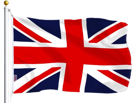 Front. G128 - United Kingdom Union Jack 3 x 5 ft Printed Polyester Flag - Assorted Colors.