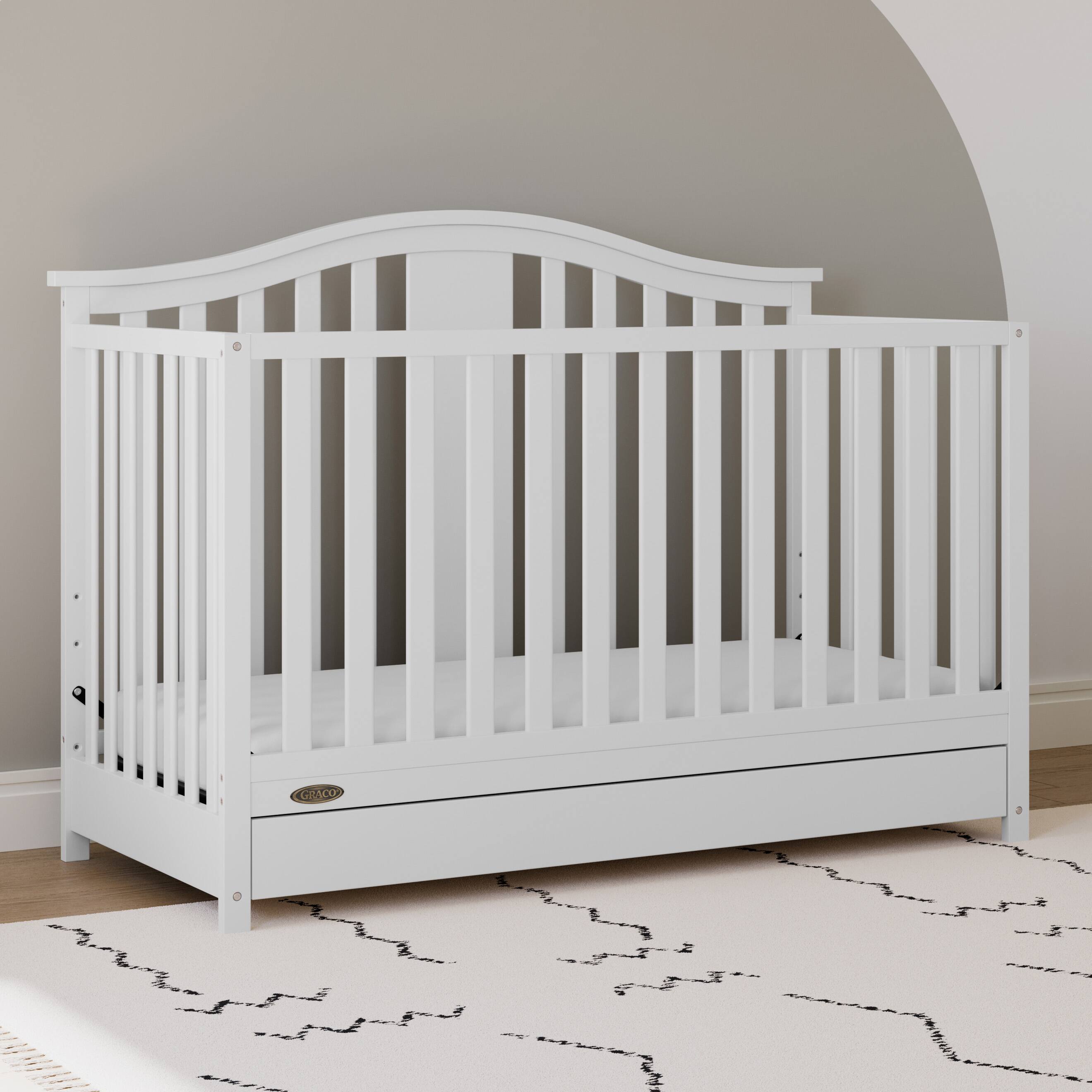 Left. Graco - Solano 5-in-1 Convertible Crib with Drawer - White.