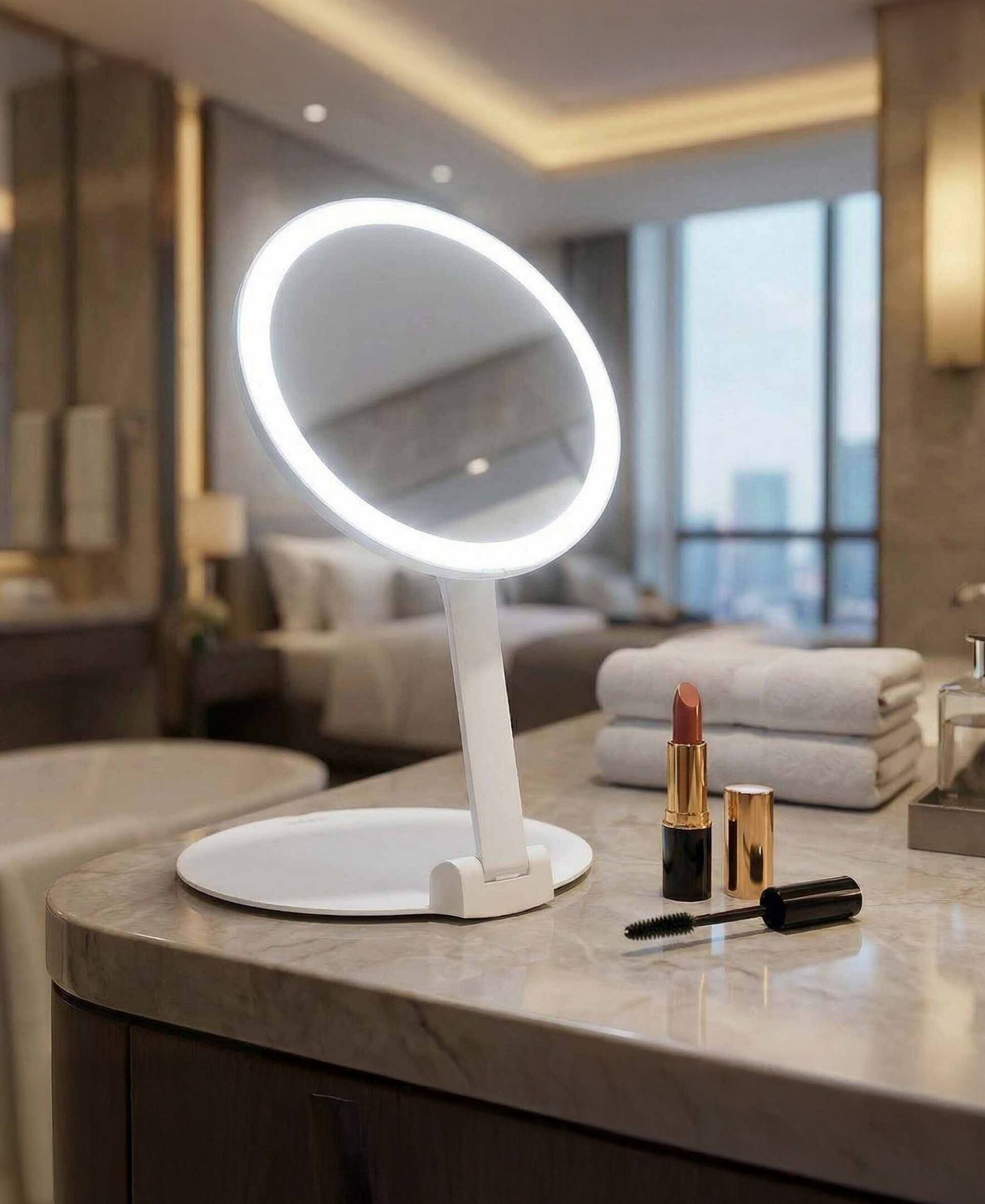 Left. fancii - Abigail 10x Travel Mirror - white.