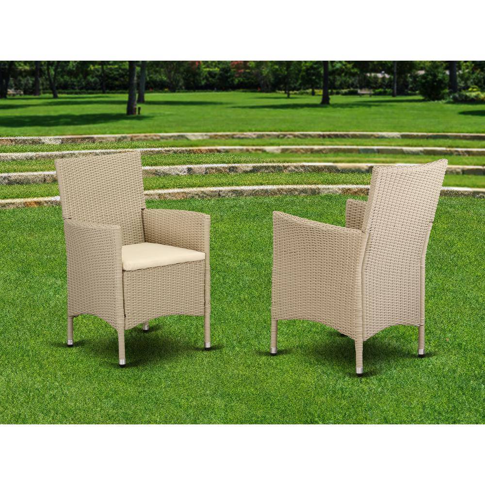 Angle. East West Furniture - Wicker Patio Chair Cream - Brown.