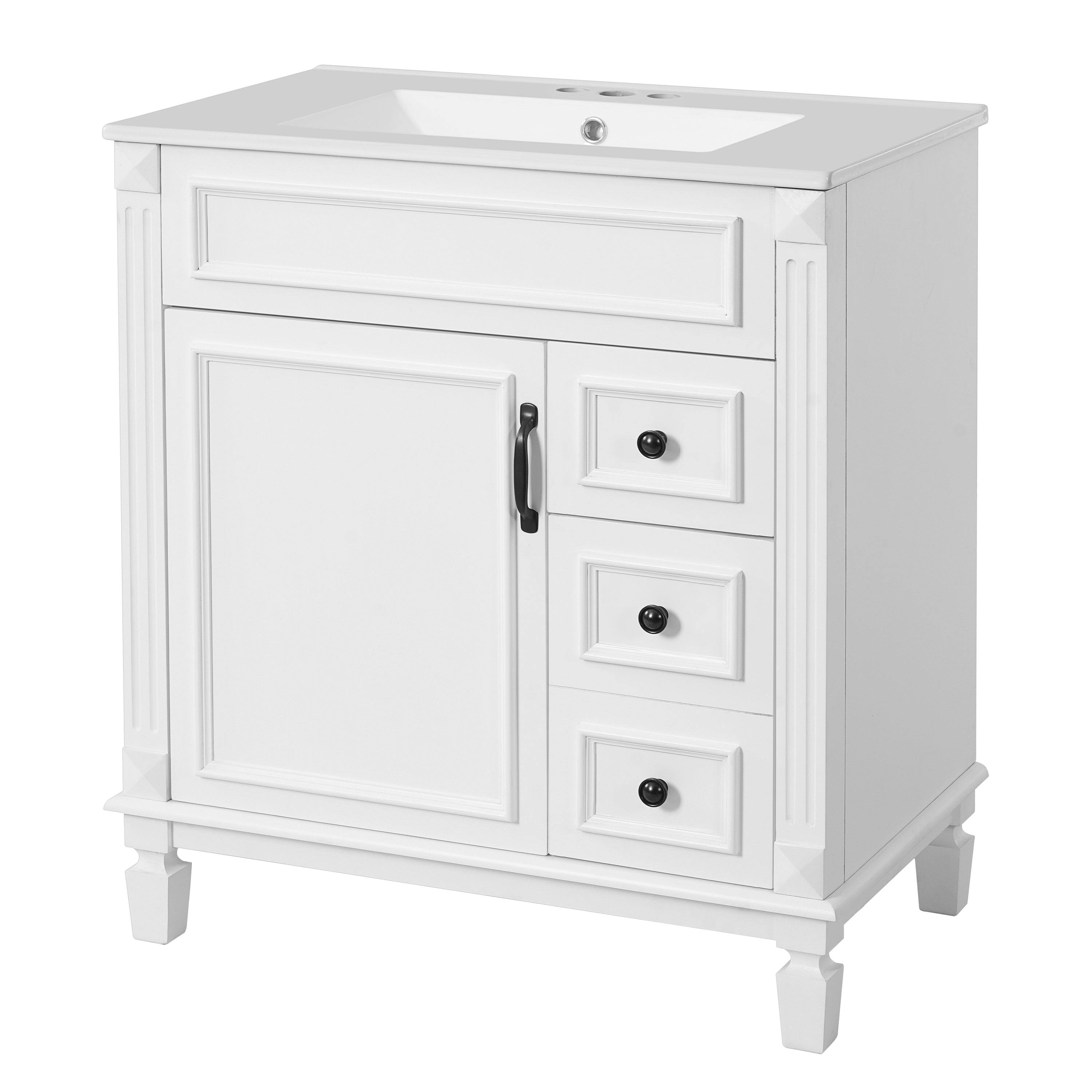 Alt View 10. Boyel Living - 30 Inch Bathroom Vanity with Ceramic Sink and Storage Cabinet White - White.