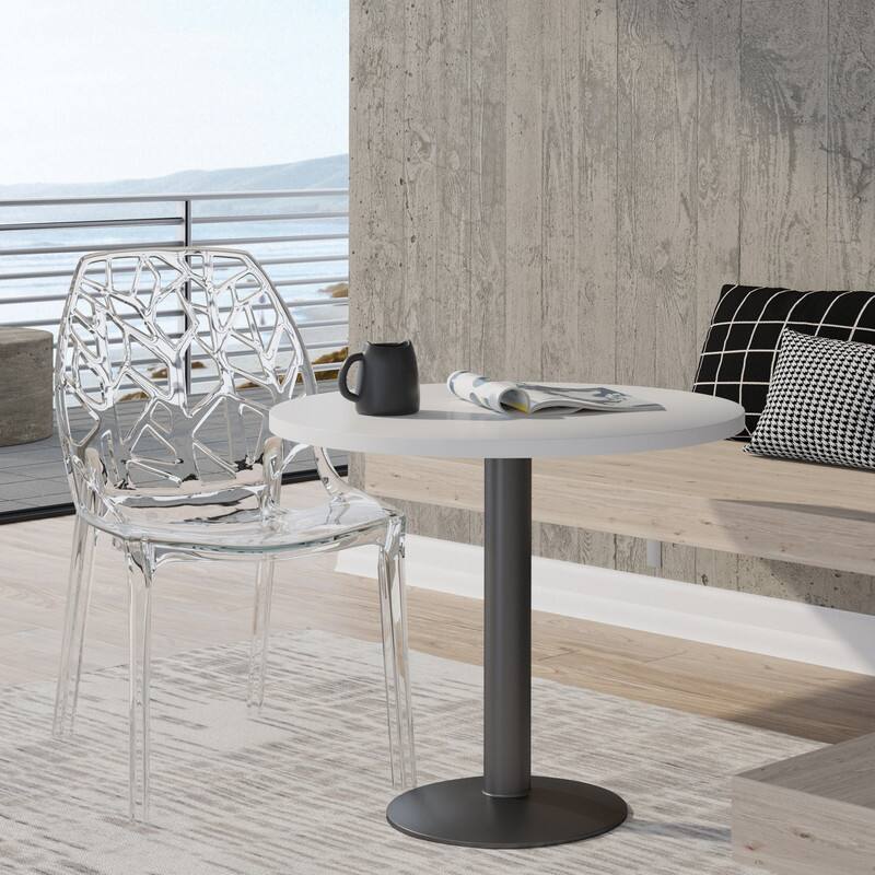 Left. LeisureMod - Cornelia Modern Stackable Accent Dining Chair with Cut Out Backrest Design for Dining Rooms or Patios - Clear.