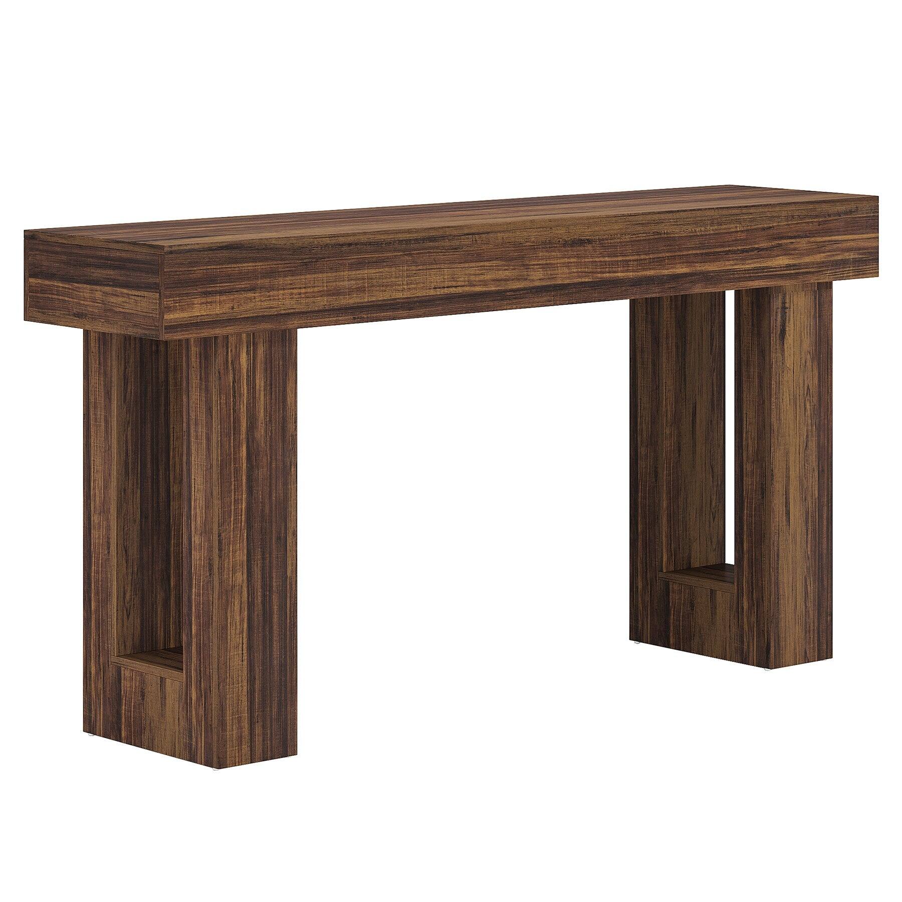Angle. Tribesigns - Console Table with Engineered Wood Construction and Rectangular Top for Entryway, Hallway and Living Room - Brown.